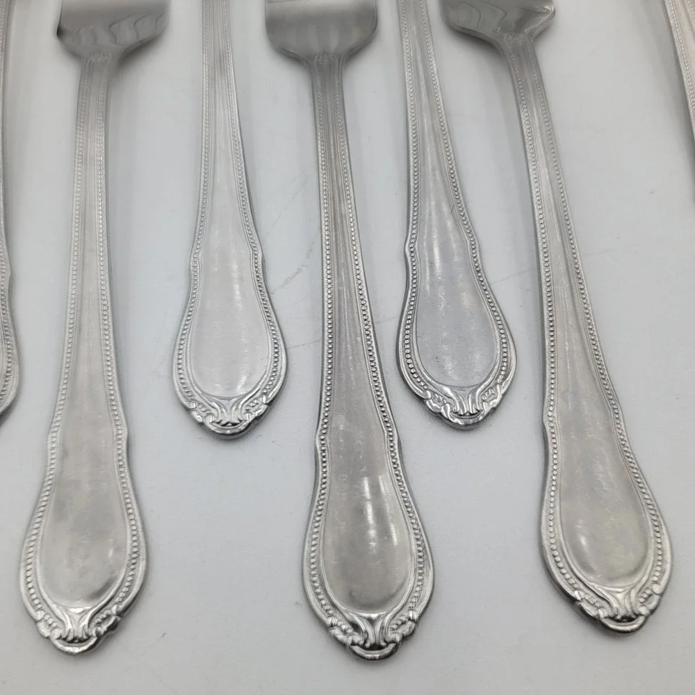 30pc Hampton Silversmiths Lauren Frosted Stainless Flatware Set Beaded Border
